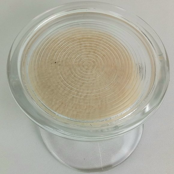 Vintage 1940's Era Clear Glass Military Hat Powder Box With LID & Powder Puff! - Picture 5 of 10